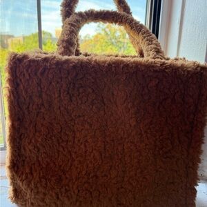 Brown Faux Fur Tote Bag